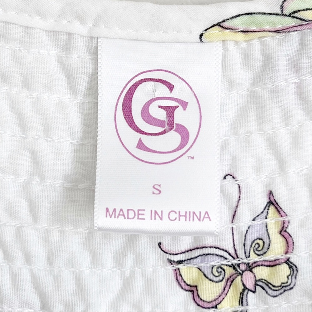 Butterfly Housecoat Snap Front Nightgown Pajama Lounge Dress White Pink Small - Picture 7 of 12